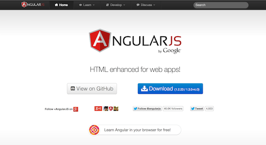 AngularJS 공식 사이트, angularjs.org